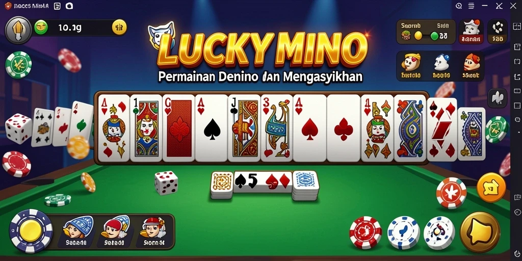 Tampilan gameplay seru dalam LUCKYMINO dengan teman-teman.