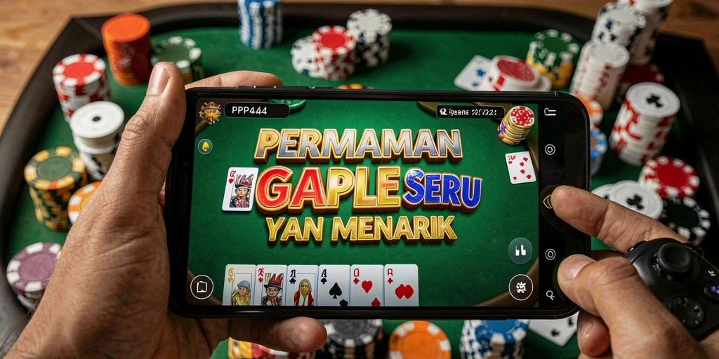 Tangkapan layar utama PP444 menunjukkan gameplay Gaple yang menarik.