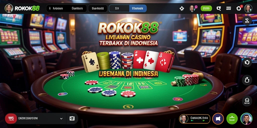 Screenshot gameplay Live Casino ROKOK88 dengan dealer langsung yang profesional.